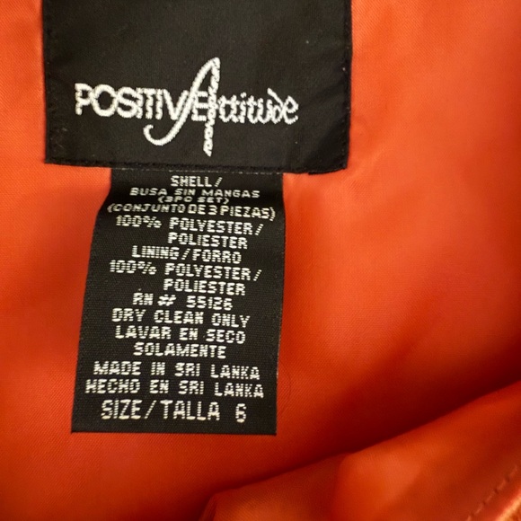 Positive Attitude Orange stylish faux suede jacket & sleeveless lined top. EUC - Picture 3 of 6
